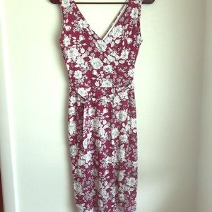 Red Dress with Black and white floral